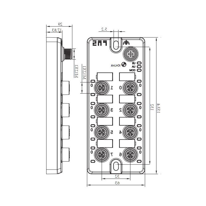 M12 interface, IO-Link Hub, 4AI, 4-20mA current analog, 8DI PNP input digital module, 00BA11