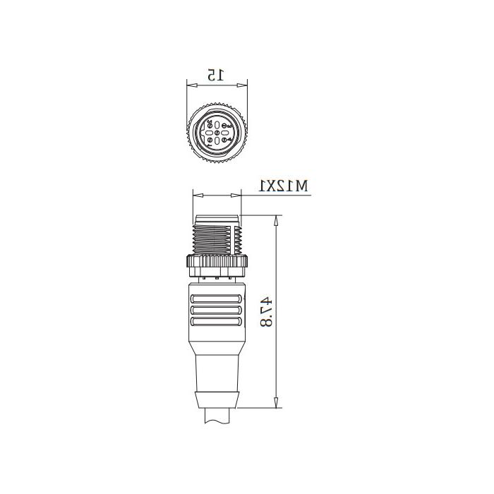 M12 5Pin 公头直型、B-coded、单端预铸PVC非柔性电缆、带屏蔽、紫色护套、0C4023-XXX